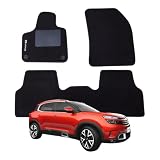 Set 4 Tappeti in Moquette Adatti per C5 Aircross dal 2018 con 2 Attacchi - Compatibli NON Originali, con Bottoni di Fissaggio, con Battitacco cucito e antiscivolo