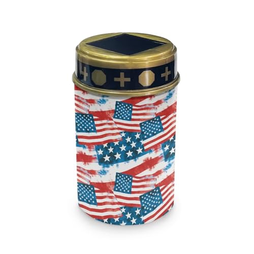 Image of Poceacles American Flag Red White Blue Solar Outdoor Lights Solar Grave Lights Cemetery Candles Decorative LED Automatic Flameless Candle Patriotic USA 250th Anniversary Pattern, 4 Piece
