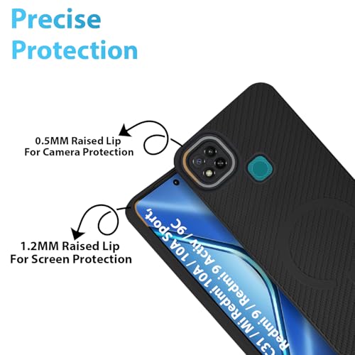 Image of LIRAMARK Rugged Carbon Fibre TPU Armor Silicone Back Cover Case for Poco C31 / Mi Redmi 10A / 10A Sport, Redmi 9 / Redmi 9 Activ / 9C