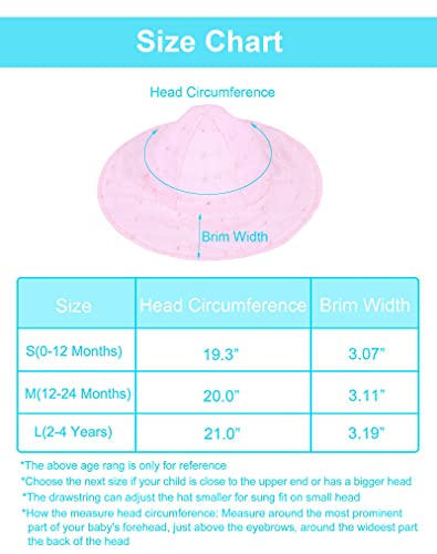 ThunderCloud Baby Sun Hat 50+ UPF Protective Wide Brim Girls Sun Hat,Pink1,12-24 Months - Thumbnail 3
