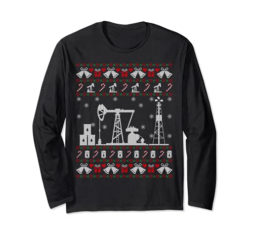 Merry fracking christmas oilfield oil ugly christmas maglione maglia a manica