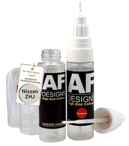 Alex Flittner Designs Lápiz de retoque compatible con Nissan ZHJ Arctic White Perl secado rápido + barniz transparente Tufplack Auto
