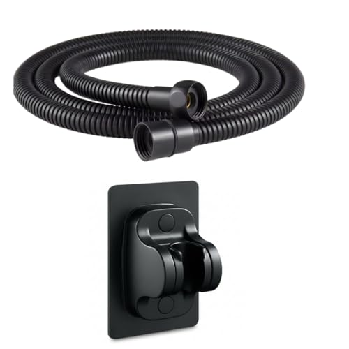 HOMIQE Shower Hose 150mm & Wall Mount | SS304 Shower Hose for Handheld Showers | Rust Proof | 360Anti Twist | Universal G1/2 Connector (SH150&WM BLACK)