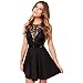 Produktbild Spitzenkleider Damen, Frauen Spitzen Stitching Rückenfrei Kurze Abschlussball Cocktail Kleid Lässig Mini-Kleid Sunday (Schwarz, S)
