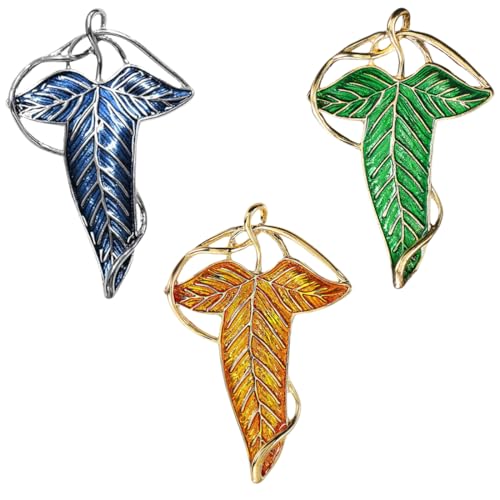 JAWUZ Lot de 3 Broches en Forme de Feuille d’Elfe, Médiévales pour Femme, Vintage et Personnalisées Parfaites pour les Amateurs de Seigneur des Anneaux et Passe-temps