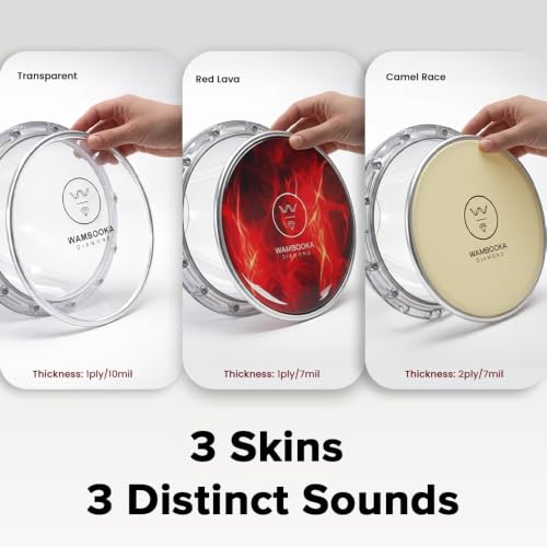 Image of DRSK-SET875 Touring Series Diamond Wet & Dry Darbuka Combo | 8.75 inch Head with 3 Replacement Skins (Transparent, Red Lava & Camel Race) | Includes Bag, Allen Key & Learning Course | Clear