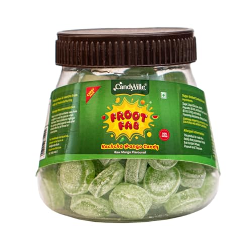 Image of CandyVille Frootfab Kachcha Mango Candy Jar (400 Gm) | Kachi Keri | Kaccha Aam | Raw Mango Flavoured Candy