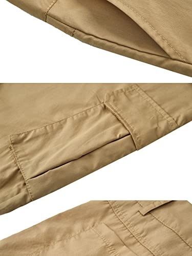 Lyaner Women's Casual Cargo High Waisted Solid With Pockets Baggy Jogger Pants Khaki Small #TOP5