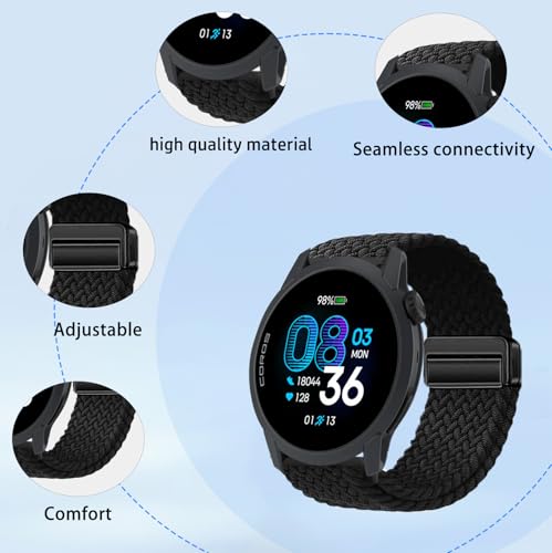 Correa para reloj Coros PACE 4, nylon trenzado negra miniatura 2