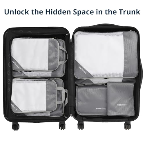 NICOSHOW Compression Packing Cubes for Travel, Lightweight Travel Essentials, Packing Cubes Compression for Space-saving, 8 pcs, Grey by NICOSHOW - Used condition - Image 6
