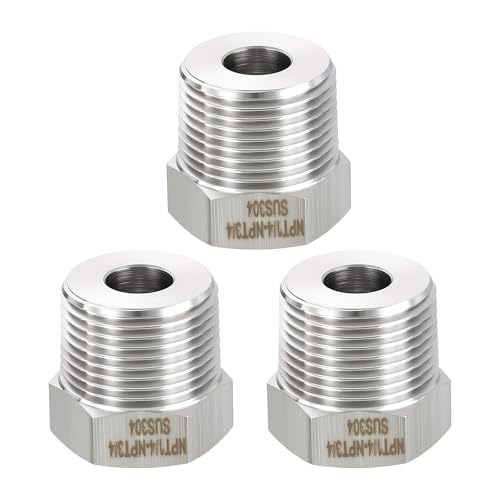 METALLIXITY 3PCS 3/4"MNPT x 1/4"FNPT Threaded SUS304 Hex Bushing Extension