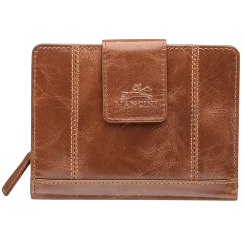 Mancini Casablanca Full Grain Leather RFID Secure Medium Clutch Wallet, Cognac 8700371-cg