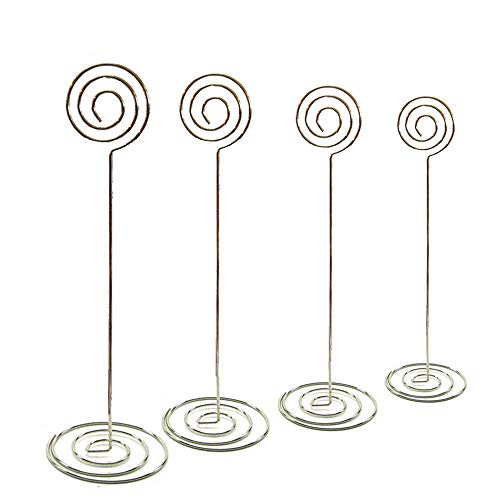 BERON Set of 10 8.7 Inch Place Card Photo Holders Stands Memo Note Clips with Sprial Clasp (Silver)