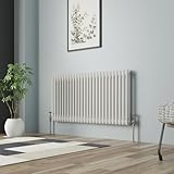 NRG Column Radiator Gloss White 600x1190mm Double Traditional Cast Iron Style Heater Interior Designer Horizontal Bathroom Radiators
