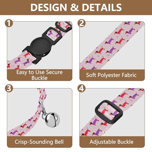 Collar para perro Dachshund con campana, 2 unidades ajustables miniatura 5