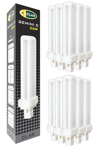 Bombilla Fluorescente Gemini D 26W 6500K G24d-3 Luz Blanca Fría CFL Profesional Tubo Compacto 2 Pines Alto Flujo Reemplazo Técnico Iluminación Interior Industrial Oficina Cocina Taller