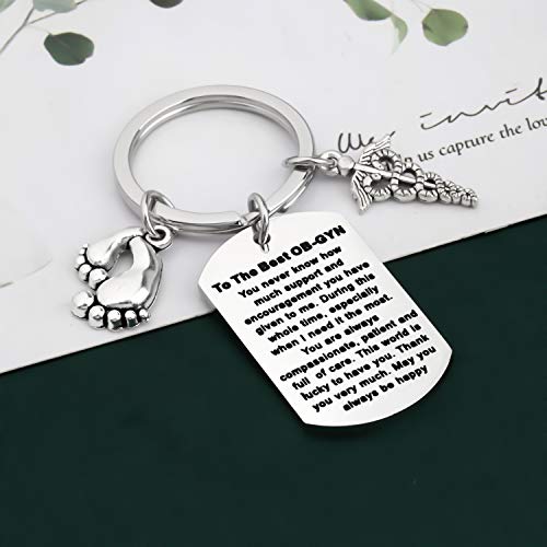 Ujims Obgyn Appreciation Gift Gynecologist Keychain With Baby Footprint Charm Thank You Jewelry For Delivery Nurse (Gynecologist Keychain) #TOP4