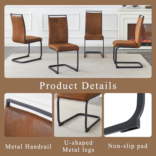 Image of Baysitone Modern Dining Chairs Set of 4, Side Dining Room Chairs, High Back Kitchen Chairs with Suede Fabric Padded Seat for Dining Room,Kitchen, Living Room Brown