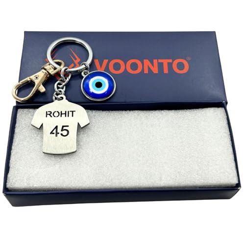 Image of Dhoni Virat Rohit Jersey with Evil Eye & Golden Hook Metal Keychain for Cricket Lovers Sports Person Excellent Gift for Birthday, Anniversary, Valentines Day (Pack-1)
