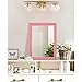 AAZZKANG Rectangle Mirror with Wood Frame Modern Farmhouse Wall Mirrors Decor for Bedroom Bathroom Living Room Small Pink