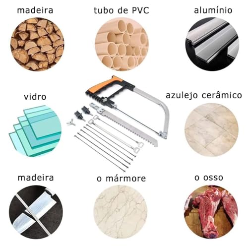 Serra Kit de Arco e Lâmina Diamantada e Serrote Multifuncional Corta Madeira Metal