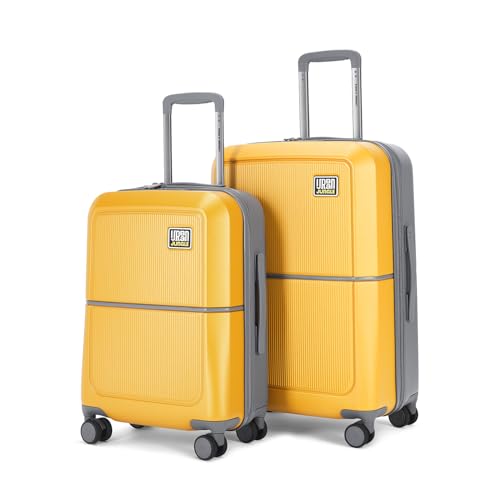 Urban Jungle Polycarbonate 360 Degree by Safari, Trolley Bags Set of 2, Cabin & Medium Luggage, Premium Hardside Suitcase with USB Charging Port, 8 Silent Wheels and TSA Lock (Yellow), 65 cm