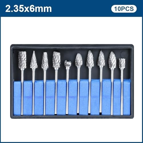 Juego 10 piezas fresas rotativas de carburo de tungsteno 2.35x6 mm miniatura 2