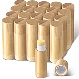 Leinuosen 24 Pcs Bamboo Empty Lipstick Tubes, Refillable 5g Lip Balm Containers with Rotable Plastic Inner for Women Girl DIY Cosmetic Lip Gloss Tubes for Lipstick, Deodorant, Solid Perfume, Makeup