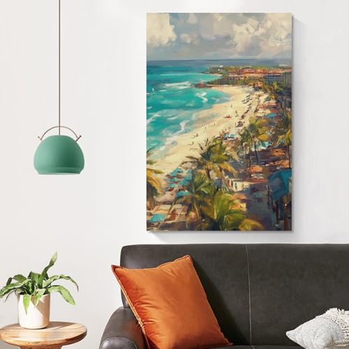 Cuadro en lienzo de playa 50x75cm para decorar un dormitorio moderno 4
