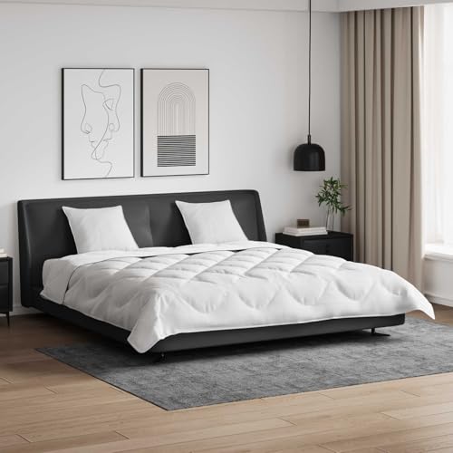 Couette avec oreillers 3 pcs blanc microfibre rectangulaire contemporain