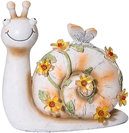 GloBrite Garden Ornament Solar Snail Figurine - Garden Statue Sculpture Solar Powered Lights Animal Figurine for Yard Lawn Home Decoration Gift