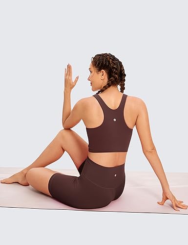 Image of CRZ YOGA Butterluxe High Neck Crop Tank Tops | Light Support, Removable Pads, Yoga, Extremely Soft, Racerback, Longline Sports Bras for Women