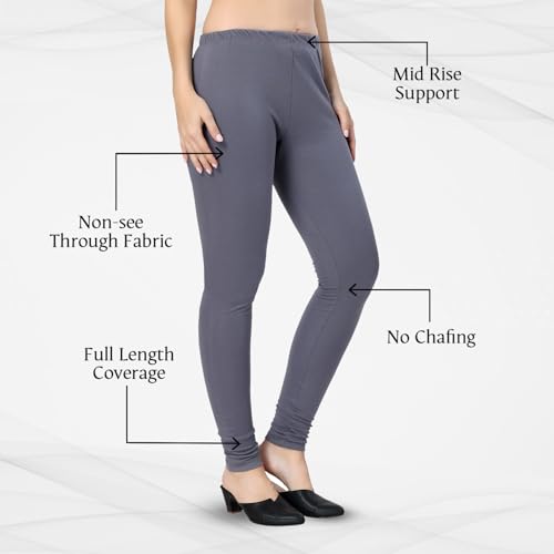 Image of TRASA Ultra Soft Cotton Churidar Solid Regular and Plus 35 Colours Leggings for Womens and Girls- Sizes :- M, L, XL, 2XL, 3XL, 4XL, 5XL, 6XL