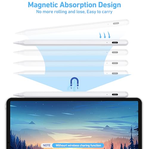 Image of Stylus Pen for ipad, Active Pencil with 10 Mins Charge, Palm Rejection Tilt Sensor, Magnetic-Pen Compatible with 2018-2025 iPad-Pro 11 inch /12.9 inch,iPad-10 /9 /8 /7 /6,iPad mini 5 /6,iPad-Air3 /4 /5