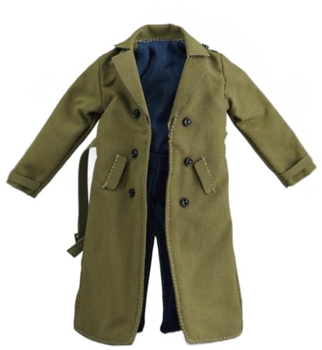 Trench pour homme 15,2 cm vert vêtement en tissu pour diorama urbain figurine 1/12