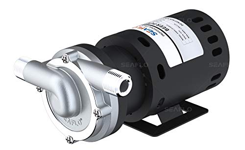 SEAFLO Stainless Steel Liquid Pump with Power Plug for Home Brewing Systems and High Temperature Systems - 115 VAC, 7.6 GPM (Inline)