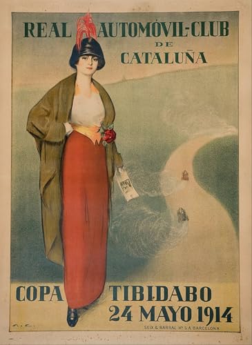 DQCJIYIGL Pinturas Famosas Lienzo con Imagen Cuadro Pared Lienzo Manifesto Automobile Club Reale di Catalogna di Ramon Casas I Carbo para la Decoración de la Sala de Estar 60x90cm