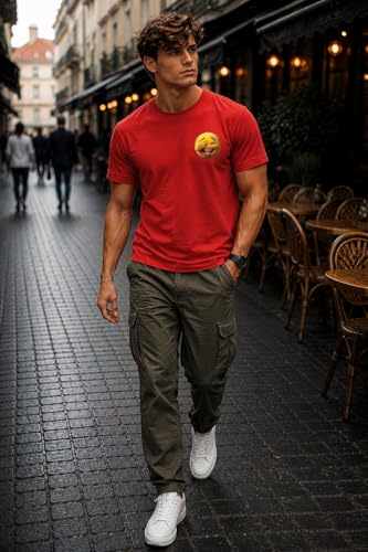 Image of INKKR Regular Fit Half Sleeves Round Neck Typographic Printed Cotton T-Shirt