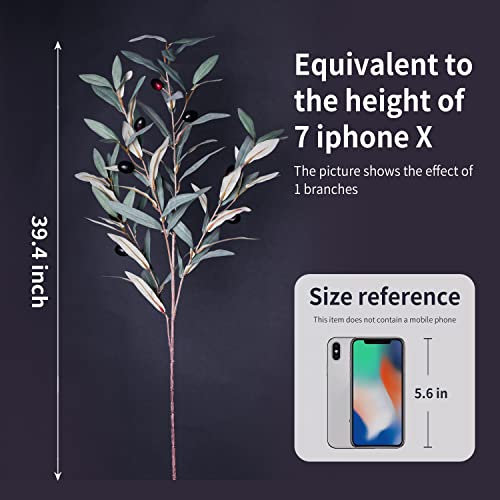 Melorca&Guilla Artificial Plants,3Pcs 39" Green Olive Faux Branches For Vase,Artificial Plants For Shop Garden Office Home Décor (3, Green Olives) #TOP3