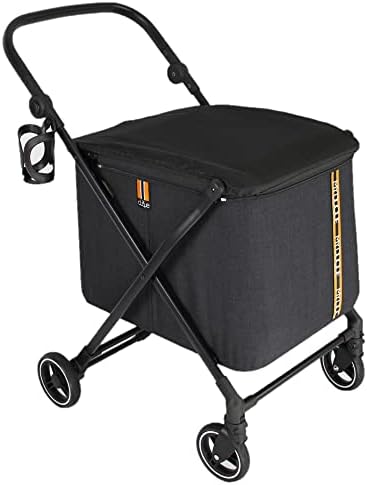 MY DUQUE MAX shopping caddy - personal shopping trolley, foldable shopping trolley with 4 wheels, suspension, height adjustment, foot break, cup holder and modern design - load capacity up to 25 kg