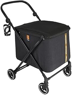 MY DUQUE MAX shopping caddy - personal shopping trolley, foldable shopping trolley with 4 wheels, suspension, height adjustment, foot break, cup holder and modern design - load capacity up to 25 kg