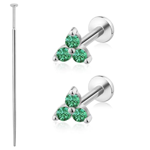 Threadless Flat Back Earrings Hypoallergenic, Silver Stud Earrings for Women, Nap Earrings for Helix Tragus Conch Piercing Jewelry, 18gauge Cartilage Earring