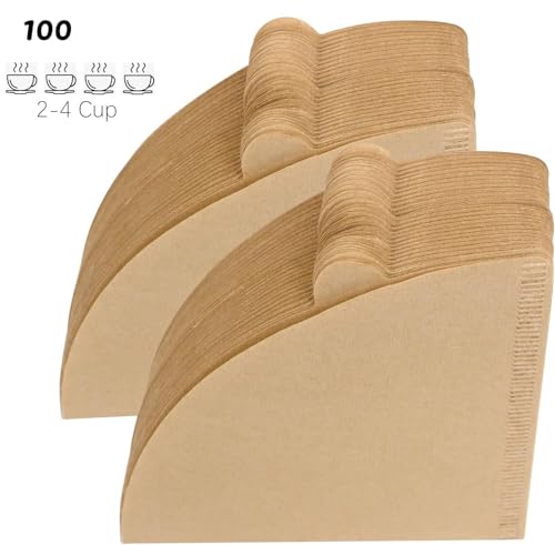 Image of TWYN Size 02 Unbleached Cone Filters,100 Count Disposable Natural Paper Filters for 2-4 Cup Pour Over and Drip Coffee Maker