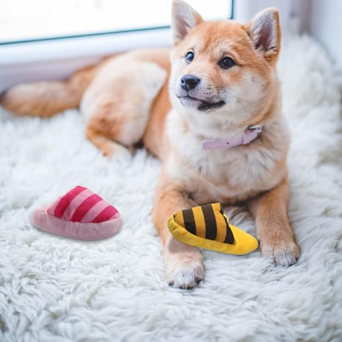 FuninCrea Hund Plüsch Spielzeug, Niedlich Plüsch Hausschuhe Spielzeug Interaktive Hundespielzeug für Mittelgroße Hunde und Welpen Kuscheltier Kauspielzeug für Verringerung der Langeweile (Rosa)