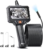 SKYBASIC Endoscope Camera with Light, 4.3'' LCD Screen HD Digital Handheld Borescope IP67 Waterproof Snake Sewer Inspection Camera with 8 LED Lights, 3 Accessories, Semi-Rigid Cable-15M(49.2FT)