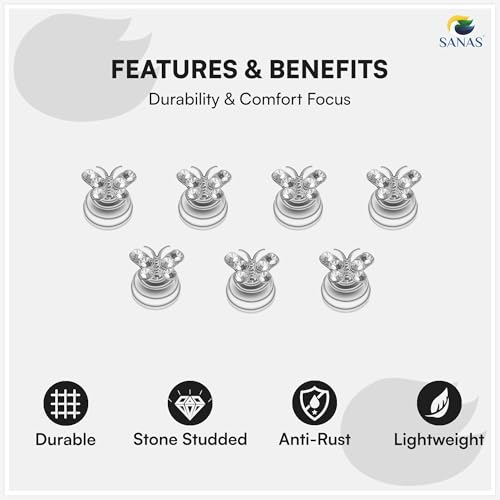 Image of Sanas Hair Pins For Hair Styling (12Pcs) Juda Pins For Hair Bun Easy Spin-In Design Juda Accessories For Woman Twisted Pins For Bun Accessories For Women Wedding (12Pcs) (Silver- Crystal Rhinestone)