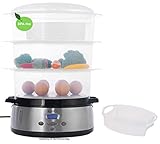 KeMar Kitchenware KFS-700 digitaler Dampfgarer, BPA-frei, 9 Liter, 800W, Timer, inkl. Reisschale, Edelstahl