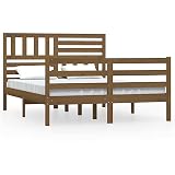 vidaXL Estructura de Cama Dormitorio Habitación Muebles Mobiliario Cuarto Descanso Matrimonial Decoración Madera Maciza Marrón Miel 5FT 150x200 cm