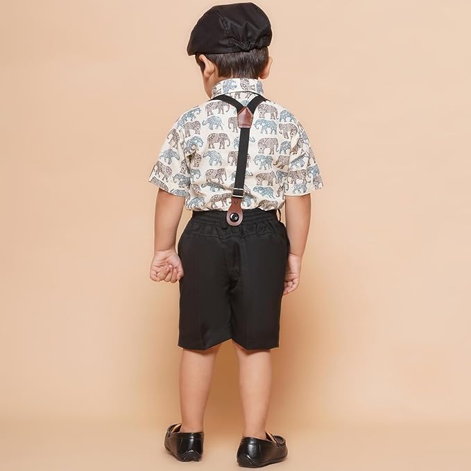 Image of AJ DEZINES Kids Casual Wear Clothing Cotton Shirt Short Set For Boys
