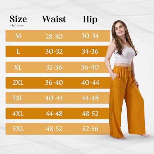 Image of TRASA Women's and Girls Cotton Reyon Regular Fit Palazzo Pants - Available Size - L, XL, 2XL, 3XL